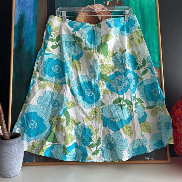 Y2K Floral A-Line Skirt - Blue and Green - Picture 7 of 15